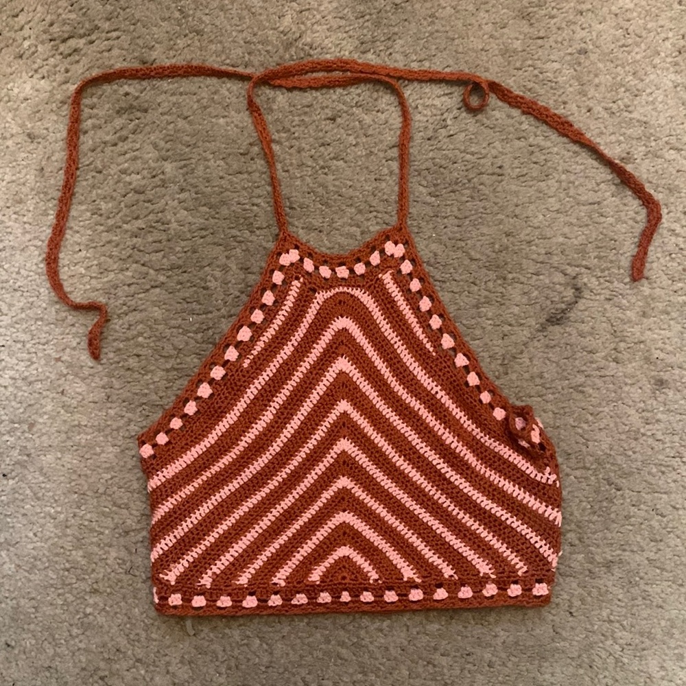 Crocheted halter crop top